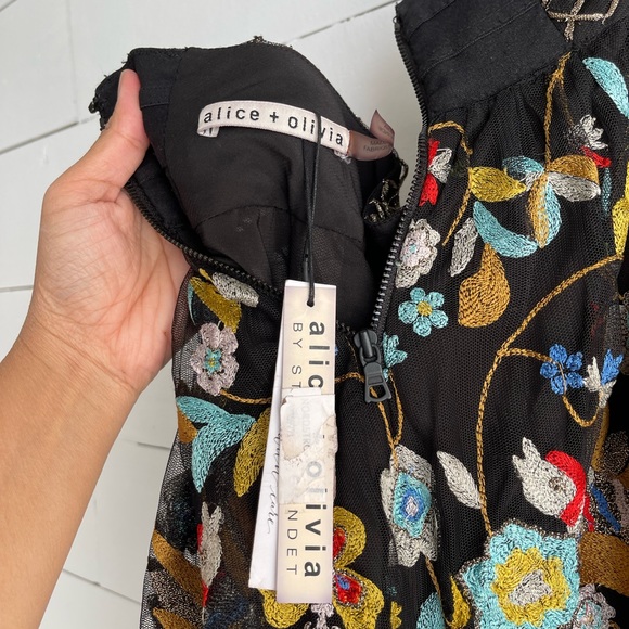 Alice + Olivia Kamryn Floral Fringe-Trim Maxi Skirt, Black/Multicolor size 2 - Picture 12 of 14